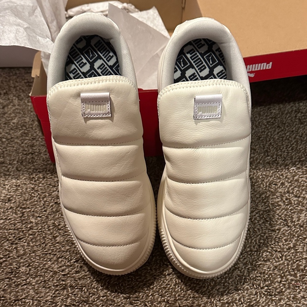 Puma Men's Cream Quilted Slip-On Sneakers